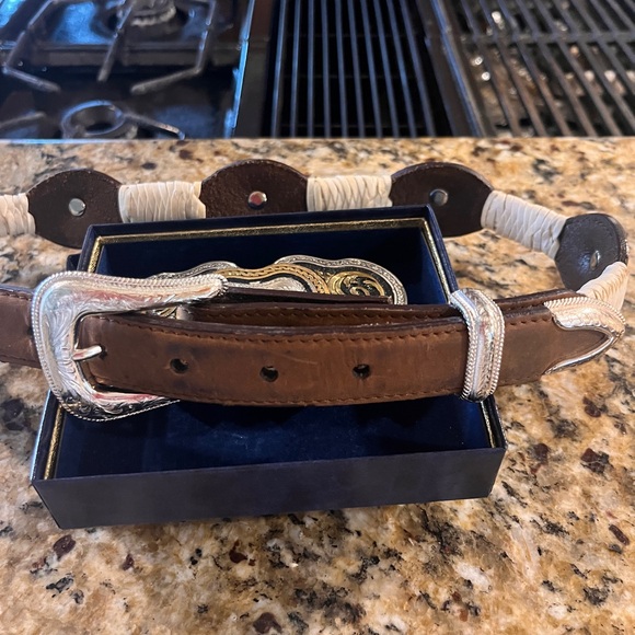 Vintage Silver Plated Heart Belt Buckle and Belt - Picture 11 of 14